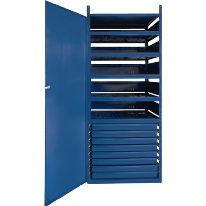 Armoire avec porte LOGS 145 H1550xL540xP390mm 8 tiroirs 5 fbd.bleu RAL LOGS - LOGS 145 RAL 5022