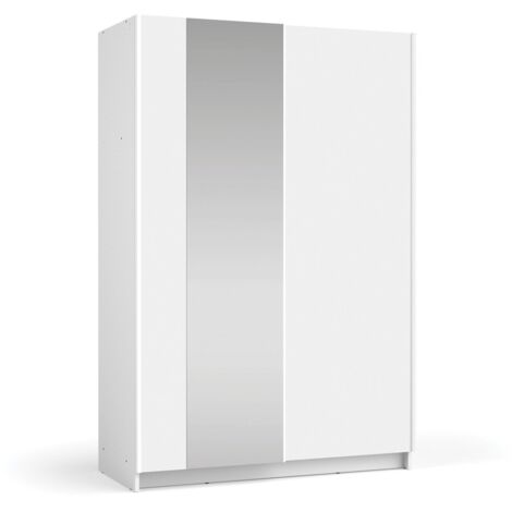 Armoire LYSIA 2 portes coulissantes avec miroir – 120 x 182 x 55 cm – Coloris blanc