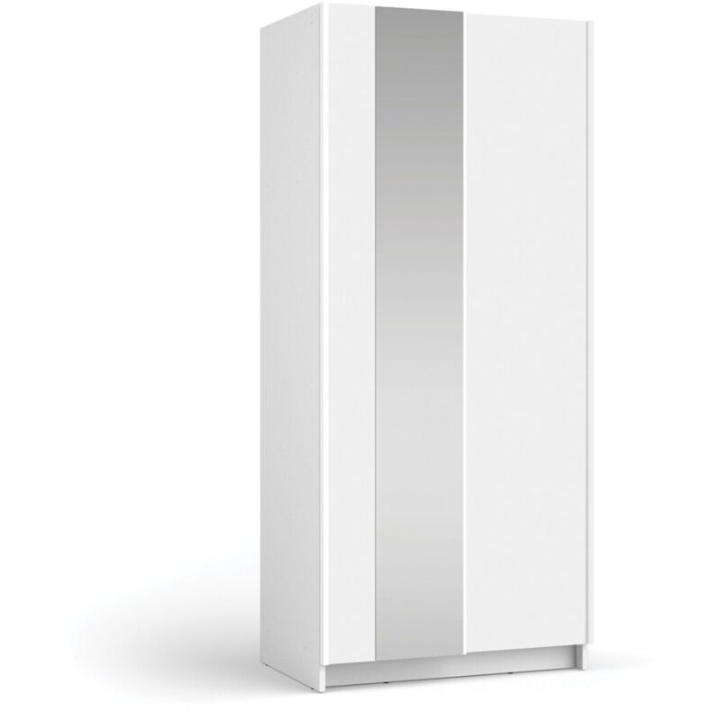 Meublorama - Armoire lysia 2 portes coulissantes avec miroir – 80 x 182 x 55 cm – Coloris blanc