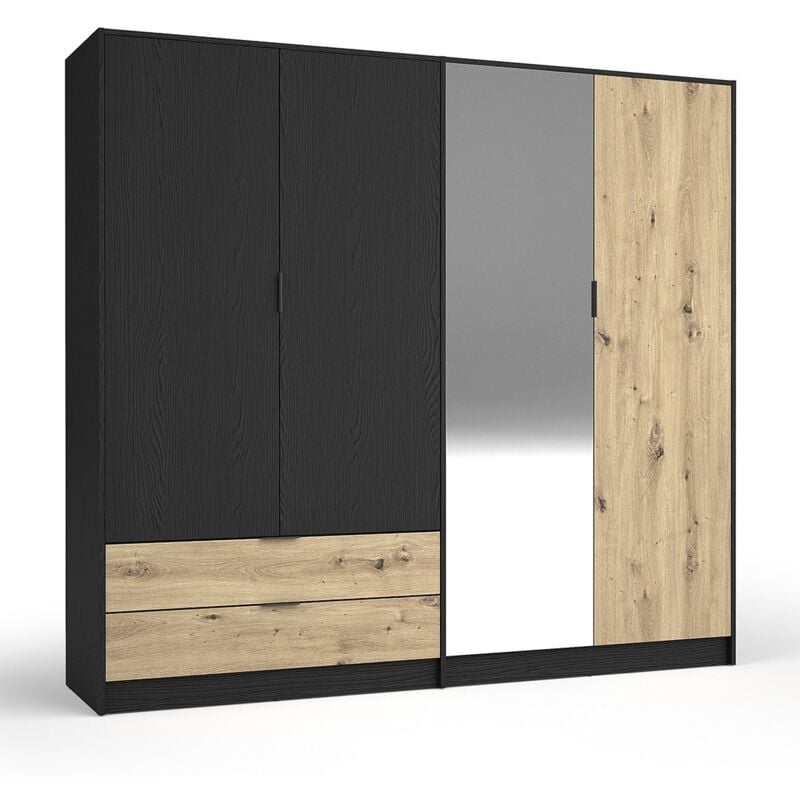 Meublorama - Armoire melody - design moderne avec miroir et multiples espaces de rangement