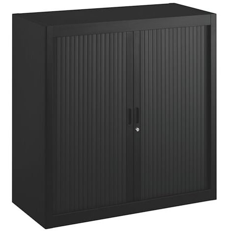 Armoire métal à rideaux démontable Classique H 100 x L 100 cm unicolore - Noir - Maxiburo