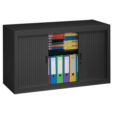 Armoire métal à rideaux démontable Classique H 70 x L 120 cm unicolore - Noir - Maxiburo