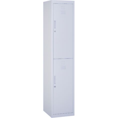 Armoire métallique à casiers avec 2 compartiments, verrouillable avec 2 clés, 4 étagères, 38 x 46 x 180 cm, gris