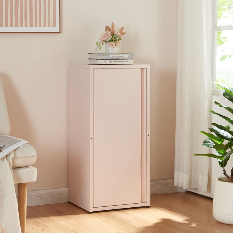 [en.casa] - Armoire métallique Burlöv acier 88 x 40 x 35 cm rose