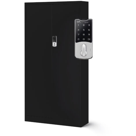 Armoire métallique de bureau pour dossiers DANIEL, 900 x 1850 x 400 mm, noire