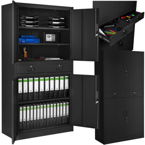 Armoire métallique de classement avec 2 tiroirs - meuble rangement, armoire de bureau, etagere de rangement