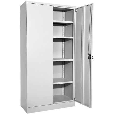 Armoire métallique Nilas 1830x915x421mm – 4 tablettes réglables – Porte battante verrouillable – Construction en tôle d'acier époxy – Eurokraftbasic