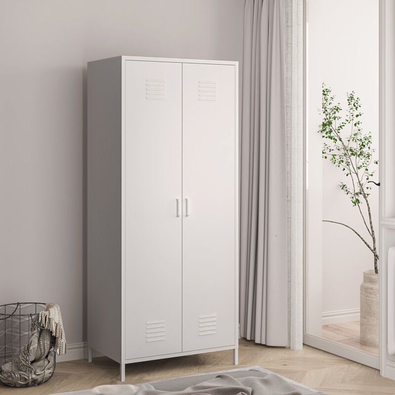 [en.casa] - Armoire métallique Seinäjoki acier 180 x 76 x 50 cm blanc