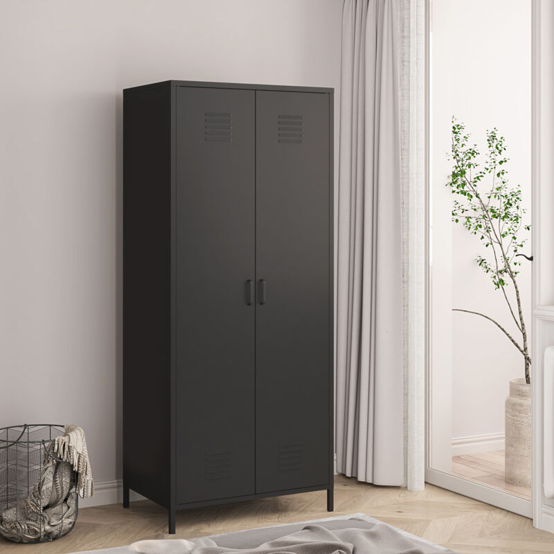 [en.casa] - Armoire métallique Seinäjoki acier 180 x 76 x 50 cm noir mat