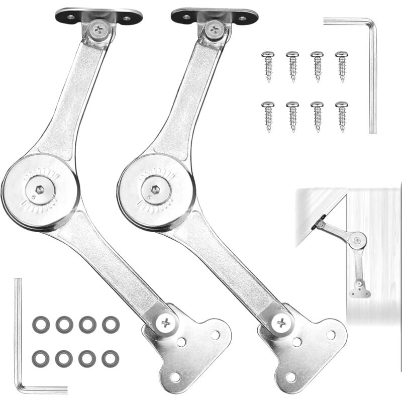 Armoire Meuble Ascenseur Réglable de Charnière de Support de Couvercle 10 pcs Pour Armoires, Dessus de Placard, Portes de Meubles, Charnières de