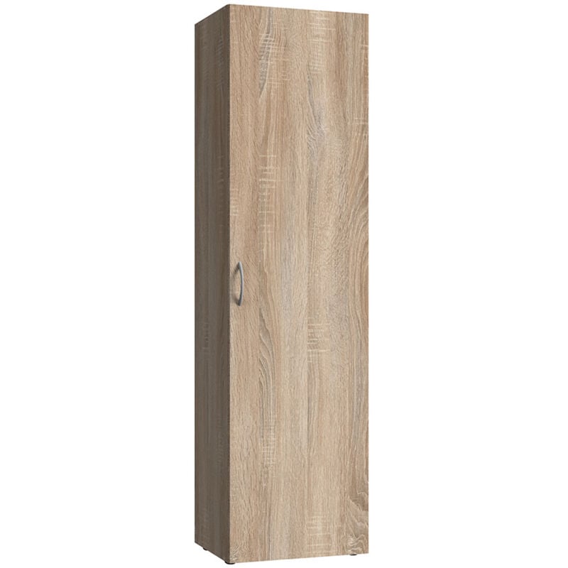 Pegane - Armoire, meuble de rangement avec 1 porte coloris Imitation chêne - longueur 30 x hauteur 185 x profondeur 40 cm