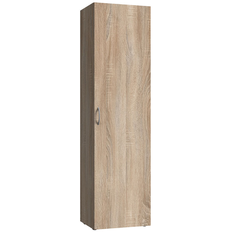Pegane - Armoire, meuble de rangement avec 1 porte coloris Imitation chêne - longueur 40 x hauteur 185 x profondeur 40 cm
