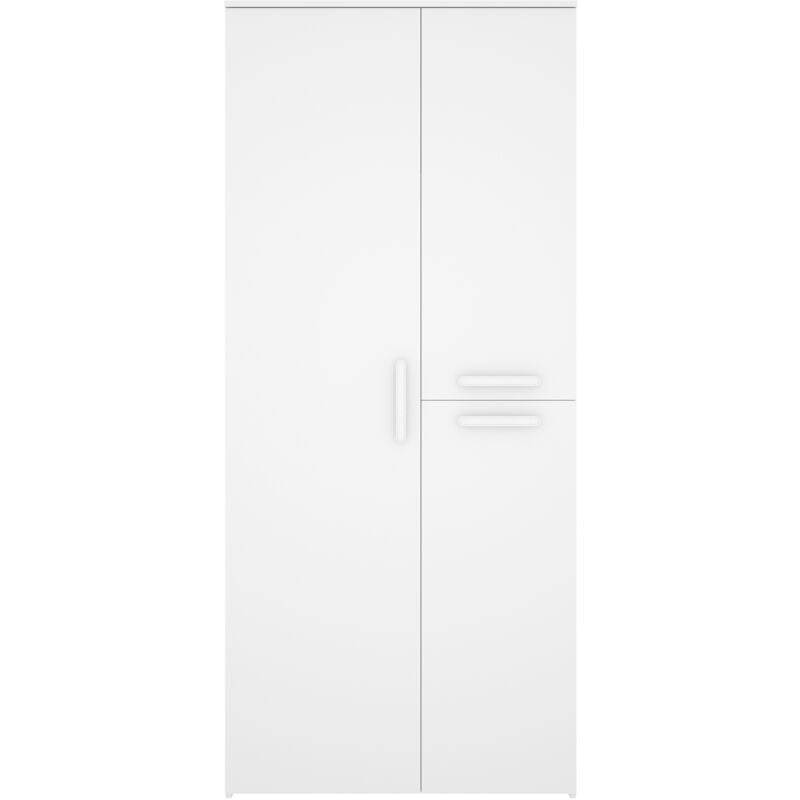 Pegane - Armoire, meuble de rangement avec 3 portes coloris blanc - Longueur 90 x Profondeur 52 x Hauteur 205 cm