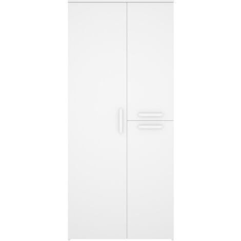 Armoire, meuble de rangement avec 3 portes coloris blanc - Longueur 90 x Profondeur 52 x Hauteur 205 cm