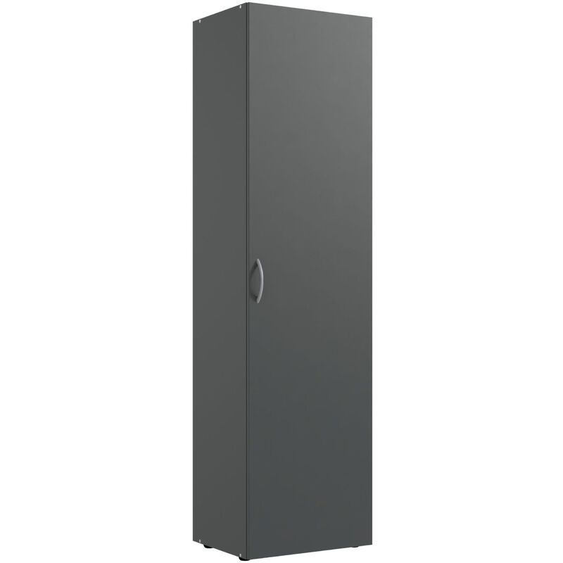 Pegane - Armoire, meuble de rangement avec 6 tablettes coloris graphite - longueur 45 x hauteur 185 x profondeur 40 cm