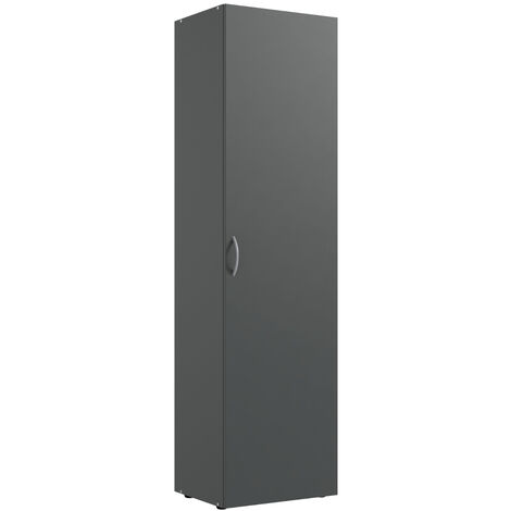 Armoire, meuble de rangement avec 6 tablettes coloris Graphite - longueur 50 x hauteur 185 x profondeur 40 cm