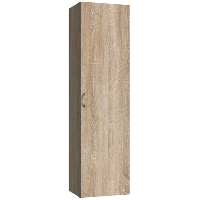 Pegane - Armoire, meuble de rangement avec 6 tablettes coloris Imitation chêne - longueur 45 x hauteur 185 x profondeur 40 cm