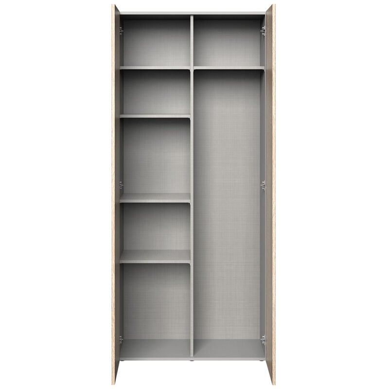 Pegane - Armoire, meuble de rangement coloris Imitation chêne - longueur 80 x hauteur 185 x profondeur 40 cm