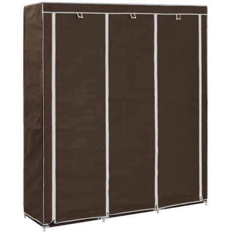 Armoire, Meuble de Rangement pour Salon Salle à Manger avec compartiments et barres Marron 150x45x175 cm Tissu SDG53290
