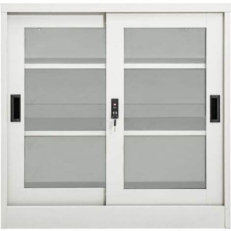 Armoire Meuble de rangement,Armoire à portes coulissantes Gris clair 90x40x90 cm Acier -98602
