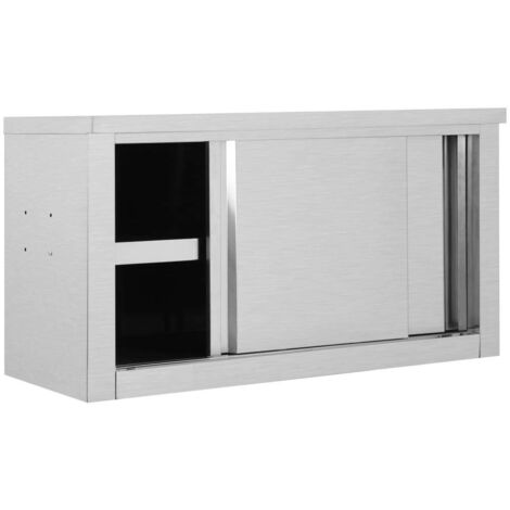 Armoire Meuble de rangement,Armoire de cuisine avec portes coulissantes 90x40x50 cm Inox -55857