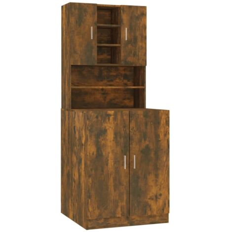 Armoire Meuble de rangement,Armoire de machine à laver Chêne fumé Bois d’ingénierie -25083