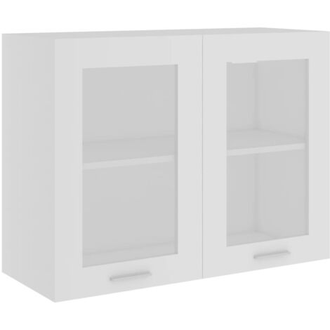 Armoire Meuble de rangement,Armoire en verre suspendue Blanc 80x31x60 cm Aggloméré -46690