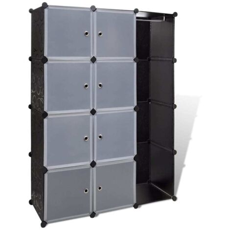 Armoire Meuble de rangement,Armoire modulaire 9 compartiments Noir et blanc 37 x 115x150 cm -94278