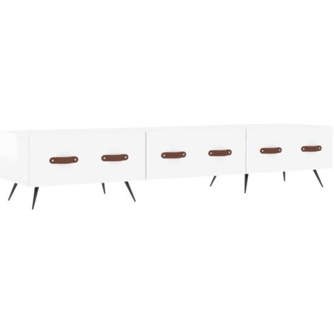 Armoire Meuble TV Scandinave,Banc support TV blanc brillant 150x36x30 cm bois d'ingénierie -55984