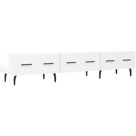 Armoire Meuble TV Scandinave,Banc support TV blanc brillant 150x36x30 cm bois d'ingénierie -58377