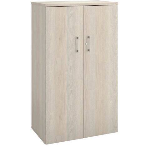 Armoire mi-hauteur bois H 136 x L 80 cm avec portes battantes chêne gris - Arch - Maxiburo