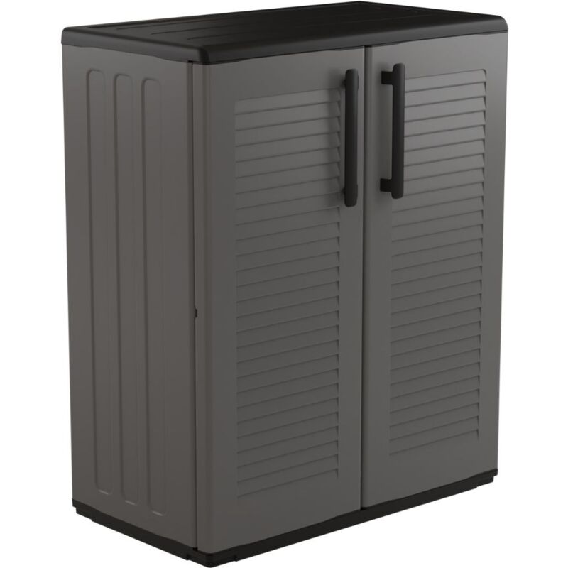 Artplast - Armoire de Rangement Grise Armoire basse 2 portes Polypropylène 68x37h84 cm