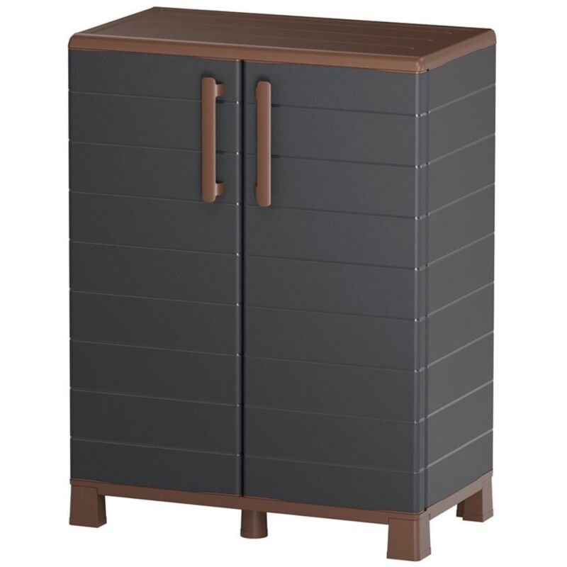 Armoire de rangement Extérieur/Intérieur 2 portes 2 Etagères Anthracite - Meuble de rangement de Garage 68 x 37 x 90 cm