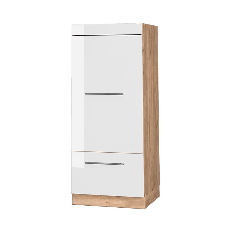 Vicco - Armoire micro-ondes Fame-Line, Blanc Haute brillance, 60 cm