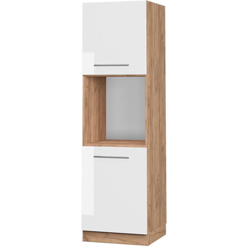 Vicco - Meuble pour four Fame-Line, Blanc Haute brillance, 60 cm ouvert
