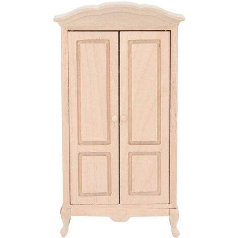 Armoire Miniature 1/12 pour Maison de Poupée, Placard à Deux Portes avec Étagères, Accessoire Meuble Décoratif