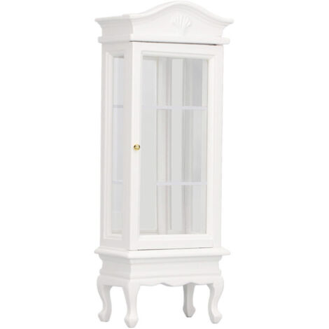 Armoire miniature en bois pour maison de poupée 1:12, toit en arc blanc, porte unique, vitrine de présentation