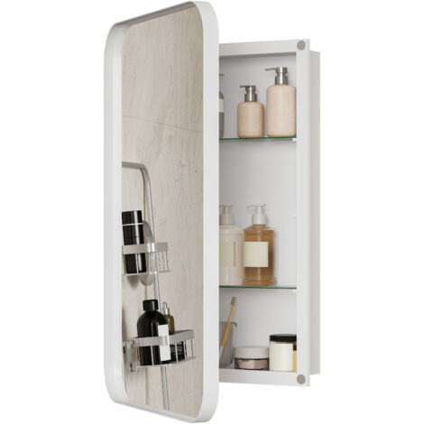 Armoire miroir 85x51cm miroir avec rangement pour salle de bains salon et chambre à coucher carré élégante blanc