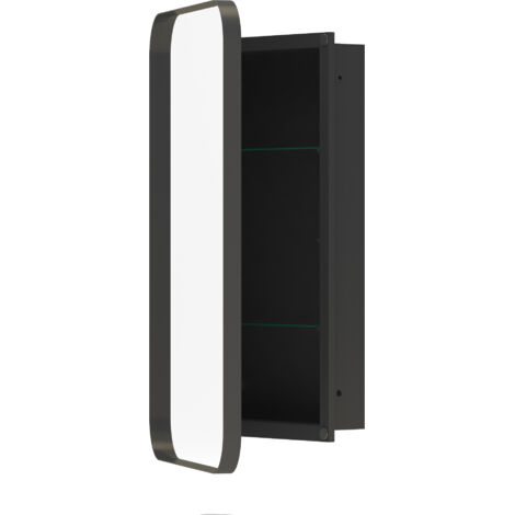 Armoire miroir 85x51cm miroir avec rangement pour salle de bains salon et chambre à coucher carré élégante Noir