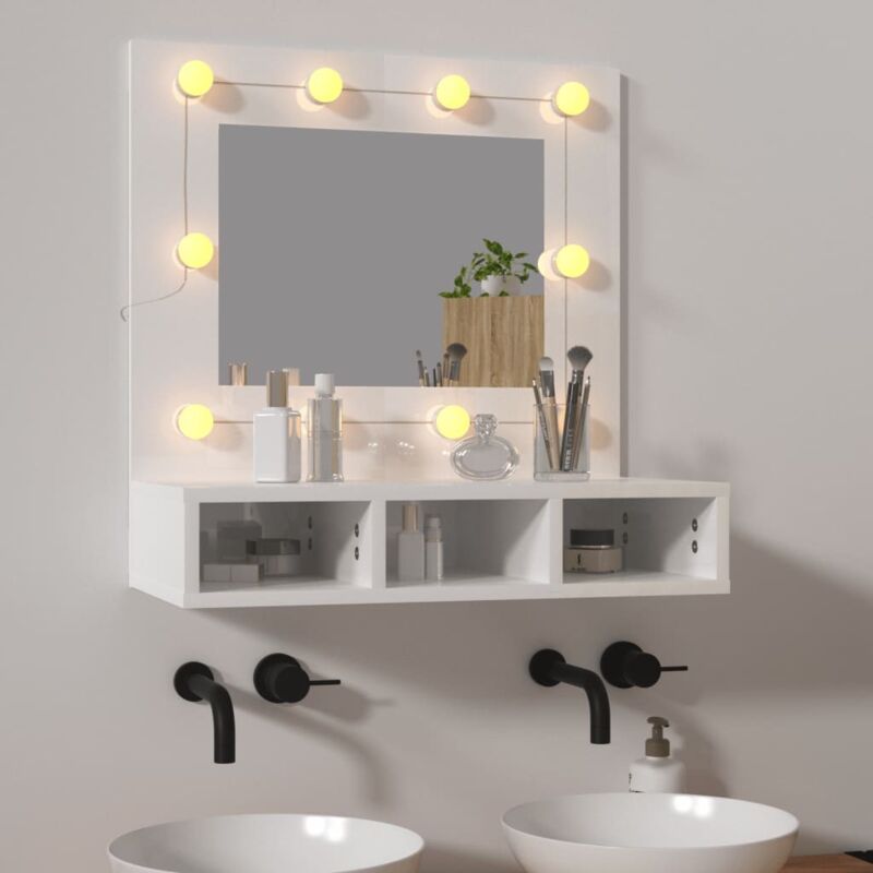 Vidaxl - Armoire à miroir avec led Blanc brillant 60x31,5x62 cm