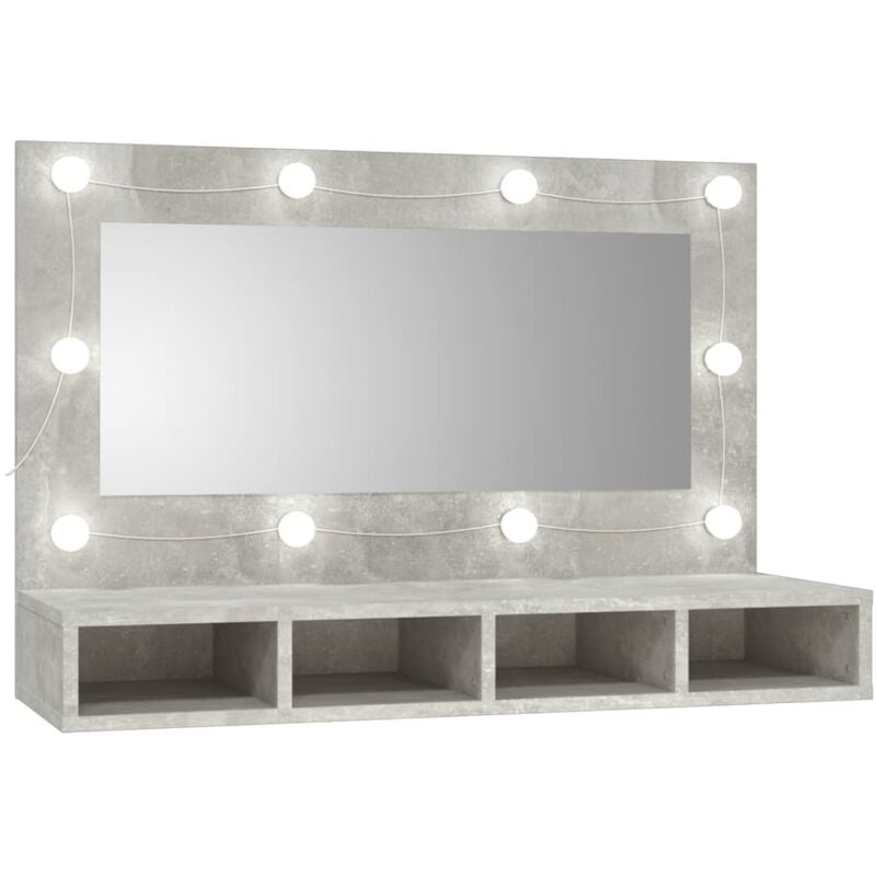 Vidaxl - Armoire à miroir avec led Gris béton 90x31,5x62 cm