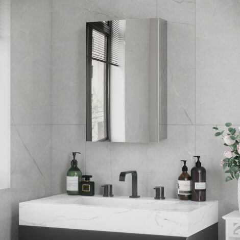 Armoire miroir de salle de bain en acier inoxydable armoire murale de toilette 39 x 12 x 60 cm
