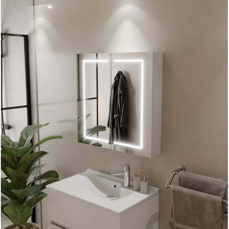 Cuisibane - Armoire miroir de salle de bain lumineuse boxled - 70 cm