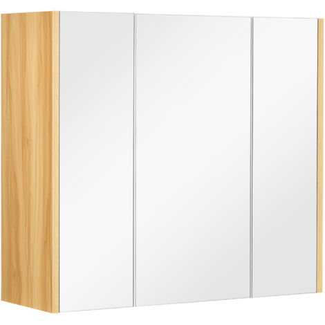 Armoire miroir salle de bain armoire de toilette miroir 3 portes 4 étagères réglables 68 x 22 x 60 cm blanc