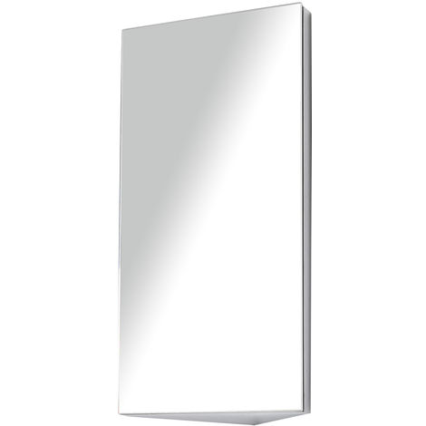 Armoire miroir salle de bain armoire de toilette murale meuble d'angle 2 étagères dim. 30L x 18,4l x 60H cm acier inox.