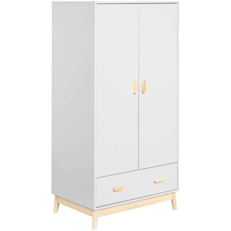 Armoire Mobili Rebecca Aegle 175x80x55 mdf Pin Blanc Marron Scandinave à Monter