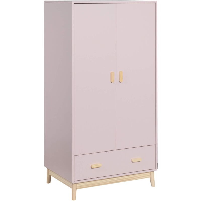 Armoire Mobili Rebecca Amchor 175x80x55 mdf Pin Rose Marron Scandinave à Monter