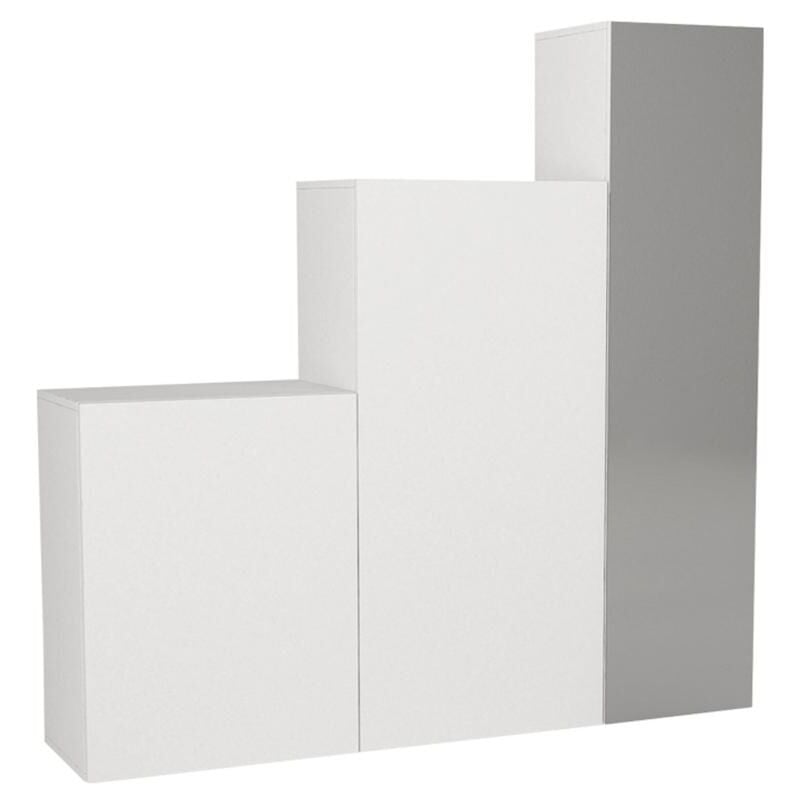 Vente-unique - Vestiaire modulable 3 portes - Avec miroir - L180 cm - Blanc - teleza