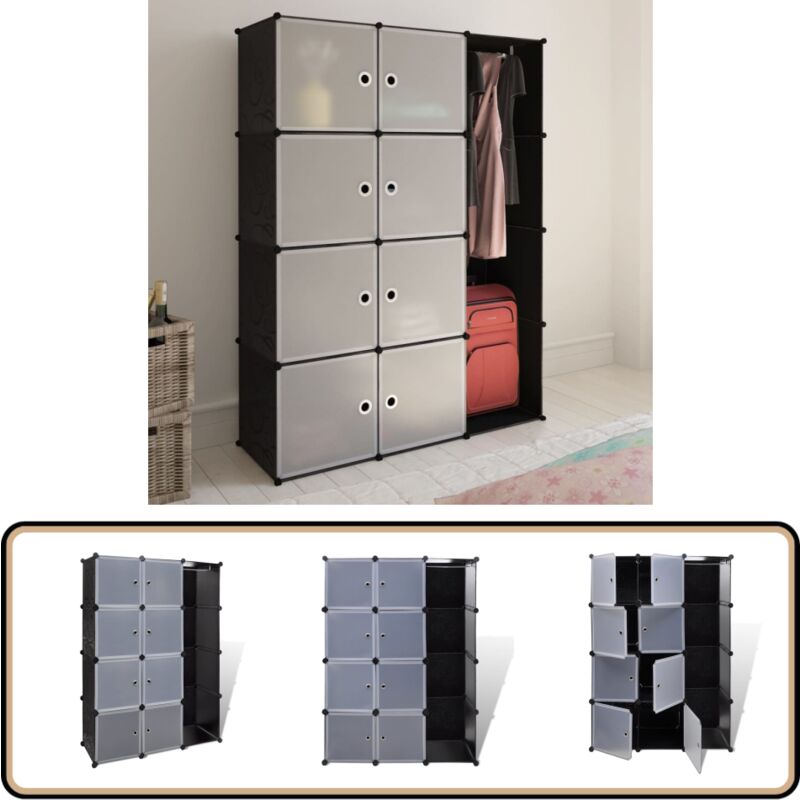 Vidaxl - Armoire modulaire 9 compartiments noir et blanc 109x36,5x143 cm - Armoire Modulaire - Meuble Rangement - Dressing - Placard - Organisation