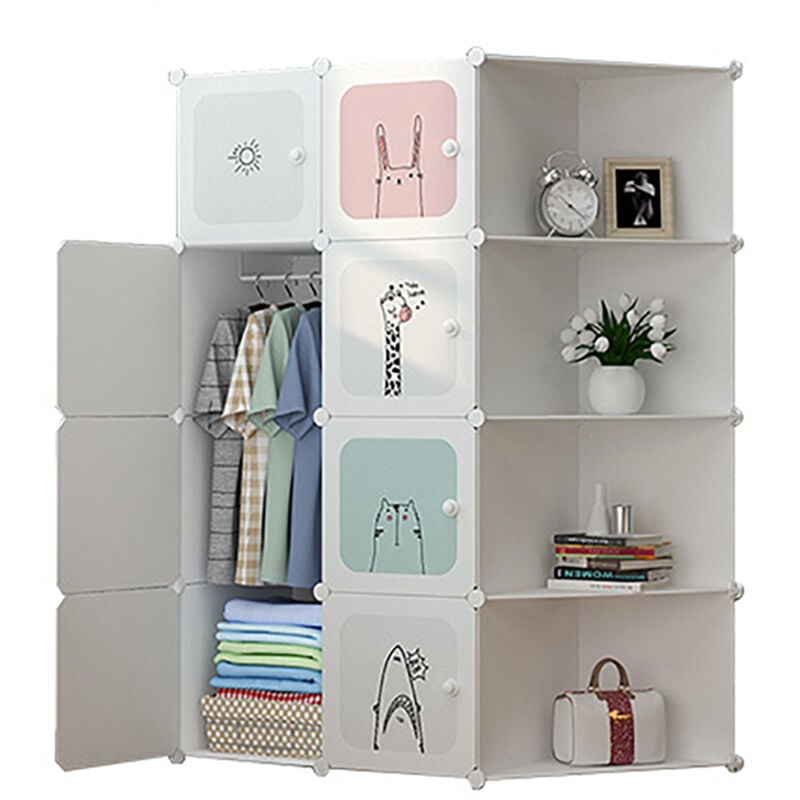 Lunsy - Armoire Penderie pour Enfants, Étagère de rangement DIY,Étagère pour Chambre,Armoire de Rangement pour la Maison, Le Couloir, la Chambre